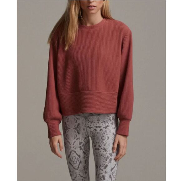 Varley Withered Rose Maybrook Ribbed Crewneck Sweater Women's XS Casual Knit Top - Picture 2 of 12